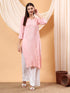 Alina Chikankari Modal Straight Kurta (Pastel Peach)