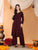 Maryam Chikankari Rayon Co-ord Set (Brown)