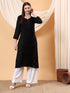 Alina Chikankari Modal Straight Kurta (Black)